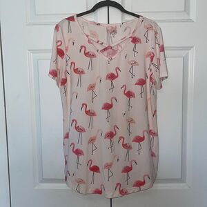 Tickled Teal flamingo top 
